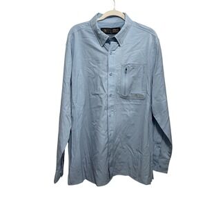 Fintech Deep Sea Button Up Shirt Mens XL Blue Vented Long Sleeve Stretch Fishing